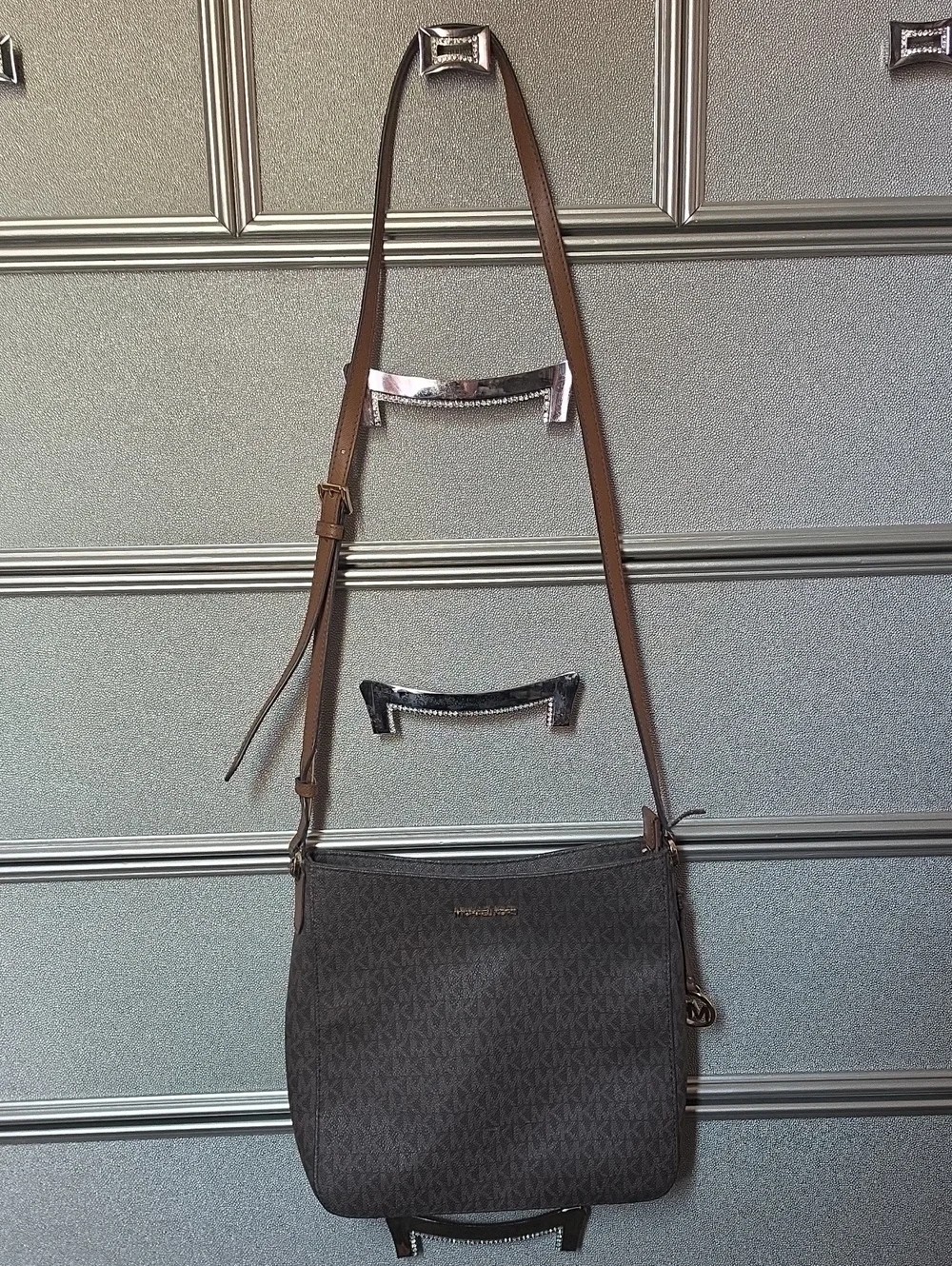 Michael Kors Dark Brown MK Signature Messenger Bag